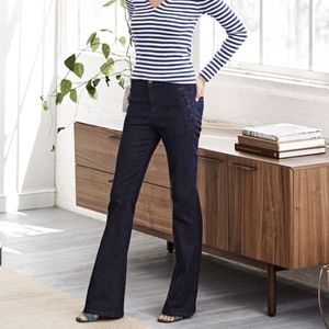Preppy Sailor Nautical Dark Blue Jean's Wideleg